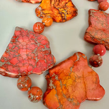 Load image into Gallery viewer, Orange Sea Sediment Jasper Chunk Beaded Statement Necklace (22")

