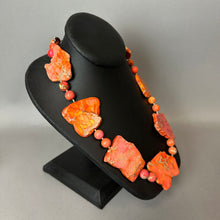 Load image into Gallery viewer, Orange Sea Sediment Jasper Chunk Beaded Statement Necklace (22")
