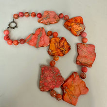 Load image into Gallery viewer, Orange Sea Sediment Jasper Chunk Beaded Statement Necklace (22")
