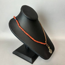 Load image into Gallery viewer, Vintage Afghani Coin Charm on Mixed Media Leather Bead Necklace (22")
