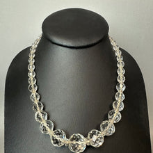 Load image into Gallery viewer, Vintage Art Deco Clear Faceted Crystal Ball Graduated Bead Necklace (16")
