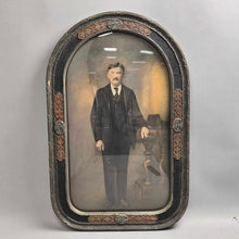 Load image into Gallery viewer, Antique Convex Bubble Glass Portrait - Mustached Gentleman (22x14)
