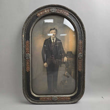 Load image into Gallery viewer, Antique Convex Bubble Glass Portrait - Mustached Gentleman (22x14)
