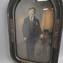 Load image into Gallery viewer, Antique Convex Bubble Glass Portrait - Mustached Gentleman (22x14)
