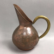 Load image into Gallery viewer, Vintage Floral Etched Pitcher with Brass Handle (9")
