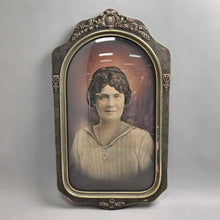 Load image into Gallery viewer, Antique Convex Bubble Glass Portrait - Woman Smiling Politey (24x13.5) (As-Is)
