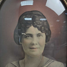 Load image into Gallery viewer, Antique Convex Bubble Glass Portrait - Woman Smiling Politey (24x13.5) (As-Is)
