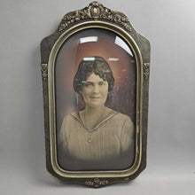 Load image into Gallery viewer, Antique Convex Bubble Glass Portrait - Woman Smiling Politey (24x13.5) (As-Is)
