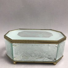 Load image into Gallery viewer, Frosted Etched Glass Jewelry Box with Brass (3x7x4)
