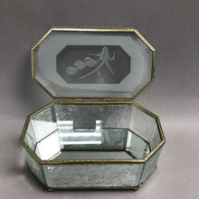 Load image into Gallery viewer, Frosted Etched Glass Jewelry Box with Brass (3x7x4)
