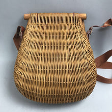 Load image into Gallery viewer, Vintage Large Wicker Fishing Creel Basket W/ Wooden Fish Lid &amp; Strap (14x11)
