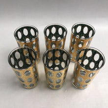 Load image into Gallery viewer, Vintage Set of 6 Culver Pisa Highball Glasses MCM 22k Gold Crackled Cutout (5")
