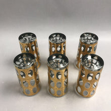 Load image into Gallery viewer, Vintage Set of 6 Culver Pisa Highball Glasses MCM 22k Gold Crackled Cutout (5")
