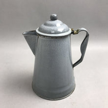 Load image into Gallery viewer, Vintage Gray Graniteware Enamel Coffee Pot w/White Speckles (9x6)
