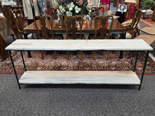 Load image into Gallery viewer, Primitive Wood &amp; Metal 2-Tier Display / Console Table (31x84x16)
