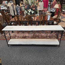 Load image into Gallery viewer, Primitive Wood &amp; Metal 2-Tier Display / Console Table (31x84x16)
