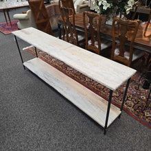 Load image into Gallery viewer, Primitive Wood &amp; Metal 2-Tier Display / Console Table (31x84x16)
