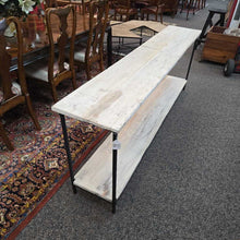 Load image into Gallery viewer, Primitive Wood &amp; Metal 2-Tier Display / Console Table (31x84x16)
