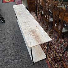 Load image into Gallery viewer, Primitive Wood &amp; Metal 2-Tier Display / Console Table (31x84x16)
