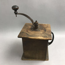 Load image into Gallery viewer, Antique Style Wood Box Coffee Grinder Cast Iron Crank (12")(As Is)
