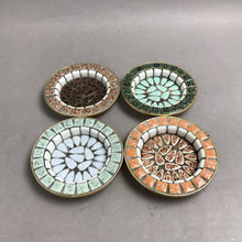 Load image into Gallery viewer, 4 Vintage Modern Art Mosaic Coasters Japan MCM Atomic Style Tiles (4")
