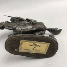 Load image into Gallery viewer, Vintage 1988 "THE CHEYENNE" Bronze Sculpture Franklin Mint w/ Wood Base (6")
