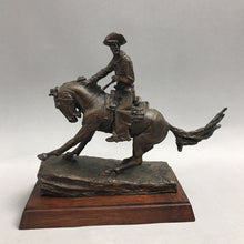 Load image into Gallery viewer, Vintage 1988 "THE COWBOY" Bronze Sculpture Franklin Mint w/ Wood Base (7")
