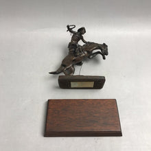 Load image into Gallery viewer, Vintage 1988 "THE BRONCHO BUSTER" Bronze Sculpture Franklin Mint w/ Wood Base (7")
