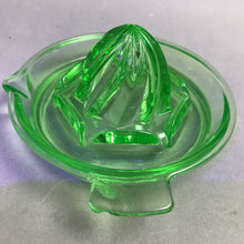 Load image into Gallery viewer, Vintage Green Uranium Depression Glass Citrus Reamer Juicer As-Is (5")
