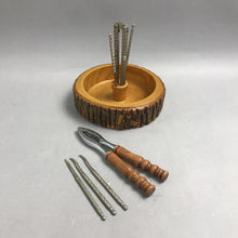 Load image into Gallery viewer, Vintage Tree Bark Nut Bowl W/ Picks And Cracker (6")
