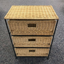 Load image into Gallery viewer, Rattan Wicker 3 Drawer Stand Metal Frame (22x16x10)
