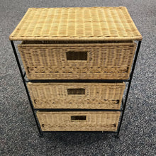 Load image into Gallery viewer, Rattan Wicker 3 Drawer Stand Metal Frame (22x16x10)
