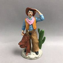 Load image into Gallery viewer, Vintage HOMCO Cowboy Cactus Porcelain Figurine #1419 (8.25”)
