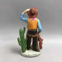Load image into Gallery viewer, Vintage HOMCO Cowboy Cactus Porcelain Figurine #1419 (8.25”)
