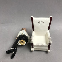 Load image into Gallery viewer, Vintage 1962 JFK President John Kennedy Salt &amp; Pepper Shaker With Rocking Chair (4")
