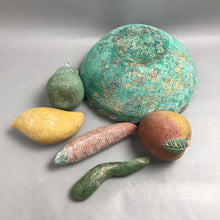 Load image into Gallery viewer, Vintage Hand-Painted Mexican Clay Terracotta Pottery 6 Piece Fruit And Bowl Set (12x5)
