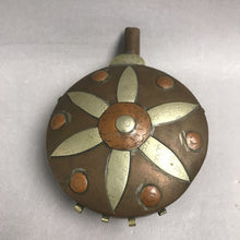 Load image into Gallery viewer, Rare Antique Moroccan? Late 19th Century Brass &amp; Copper Powder Flask Canteen (5x4x1)
