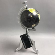Load image into Gallery viewer, Vintage Black World Globe with 3 Legs Silver Stand (13")
