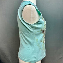 Load image into Gallery viewer, Skinny Minnie The Studio Vintage Print Studded Sleeveless Top sz L
