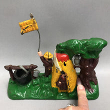 Load image into Gallery viewer, Vintage "Boy Scout Camp" Cast Iron Mechanical Coin Bank (6x9x3)
