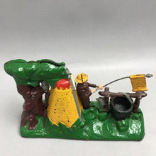 Load image into Gallery viewer, Vintage "Boy Scout Camp" Cast Iron Mechanical Coin Bank (6x9x3)
