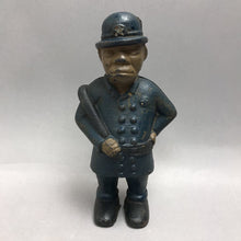 Load image into Gallery viewer, Vintage Old Cast Iron Painted Mulligan The Policeman Still Coin Bank (8")
