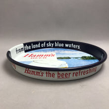 Load image into Gallery viewer, Vintage Hamm's Beer 13" Serving Metal Tray Lake Scene Land Of Sky Blue Waters
