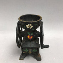 Load image into Gallery viewer, Vintage Cast Iron Miniature Coffee Grinder Hand Painted w/ Drawer (4")
