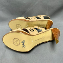 Load image into Gallery viewer, Adrienne Vittadini Nude Leather Caged Wood Heel Sandals sz 7.5 NWOB
