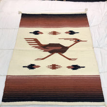 Load image into Gallery viewer, Vintage Handwoven Thick Wool Roadrunner Design Rug Or Wall Art (38x28)
