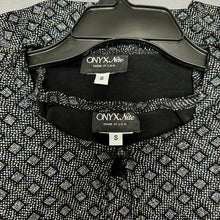 Load image into Gallery viewer, Onyx Nite by Wendye Chaitin Black Holographic Glitter Geo Print Formal 2-Piece Top Set sz S

