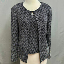 Load image into Gallery viewer, Onyx Nite by Wendye Chaitin Black Holographic Glitter Geo Print Formal 2-Piece Top Set sz S
