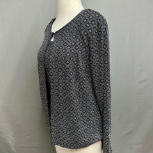 Load image into Gallery viewer, Onyx Nite by Wendye Chaitin Black Holographic Glitter Geo Print Formal 2-Piece Top Set sz S
