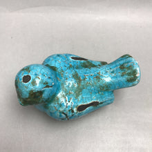 Load image into Gallery viewer, Red Clay Hand-Painted Pottery Turquoise Crackle Glaze Bird (5.5x3)
